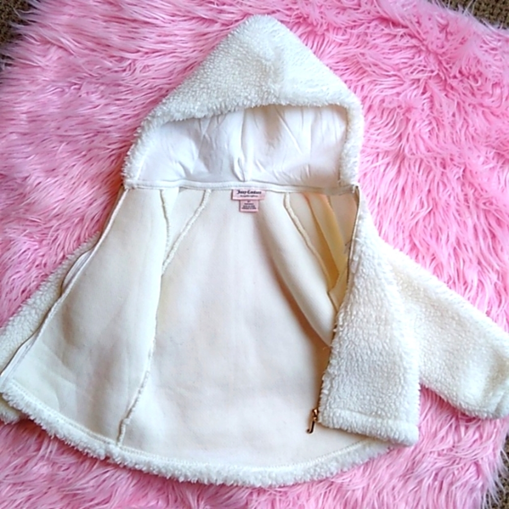 ❤️Juicy Couture Faux Fur Hooded Jacket. White with Gold. Sz 3T - Picture 5 of 7